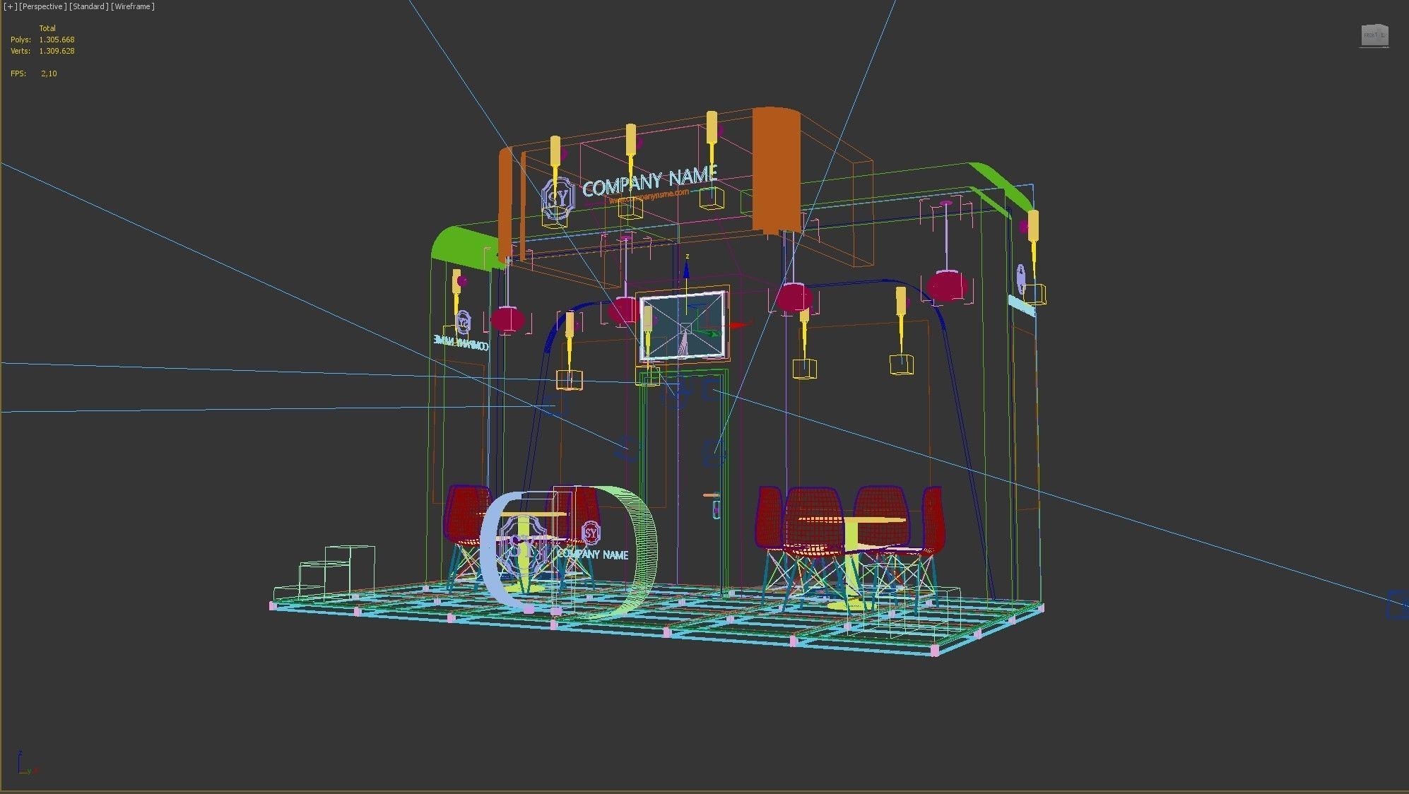 Booth Exhibition Stand Stall 6x3m Height 366cm 3 side open 3D model_7