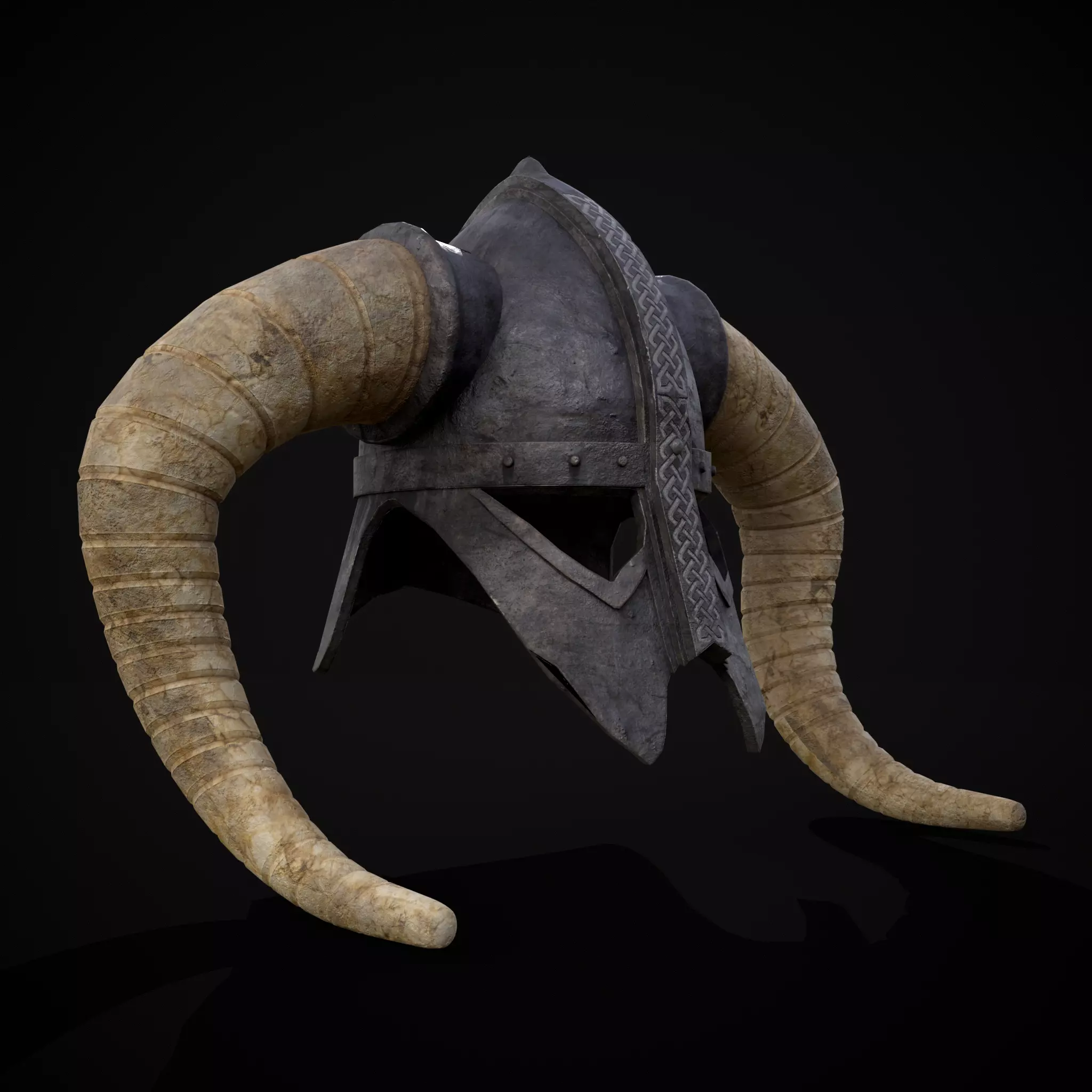 Medieval Viking Horn Helmet Low-poly 3D model