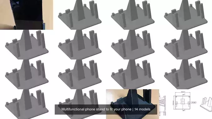 Multifunctional phone stand to fit your phone 3D Model Collection
