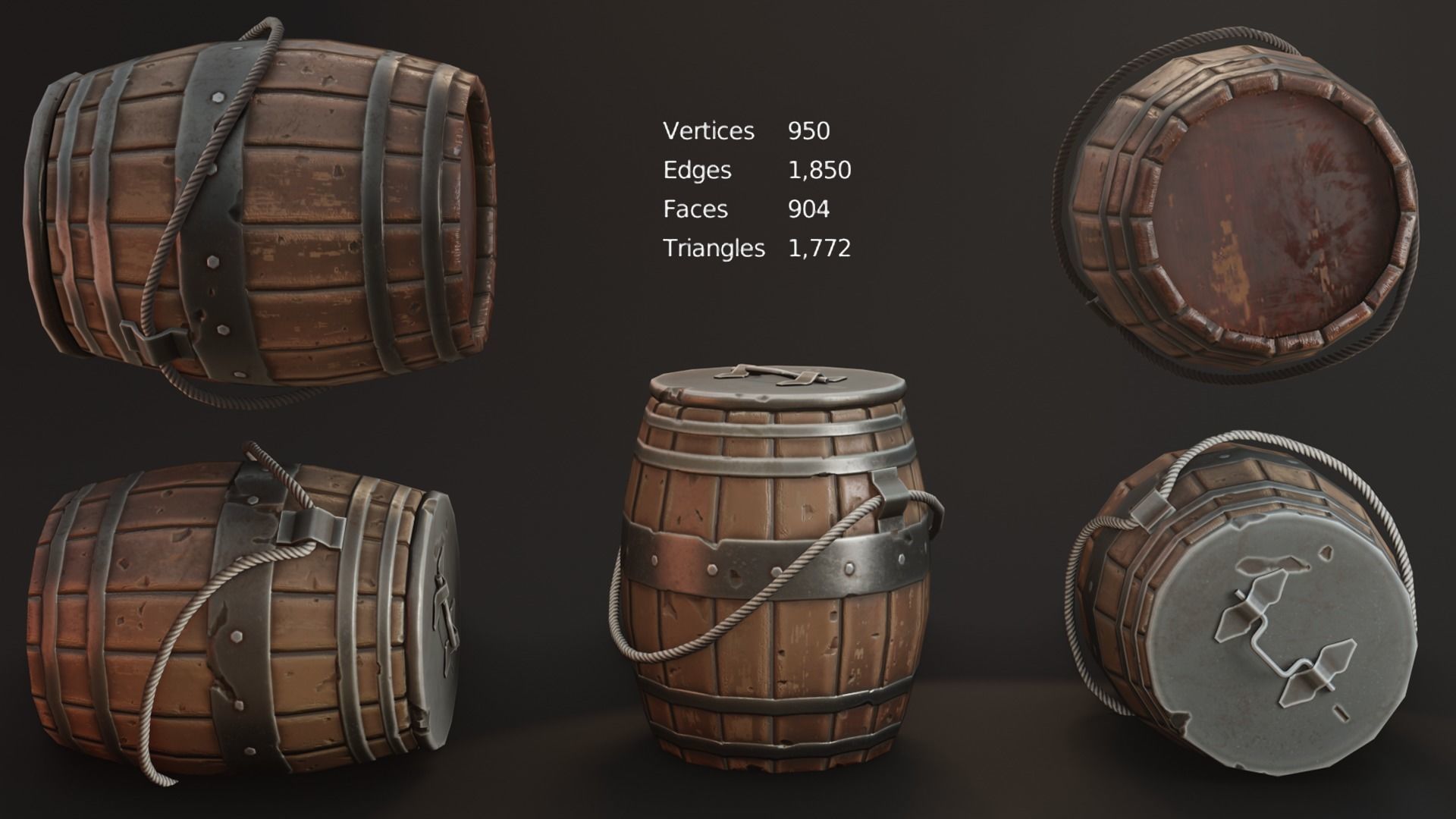Barrel Pack Low poly High Quality PBR Low-poly 3D model_14