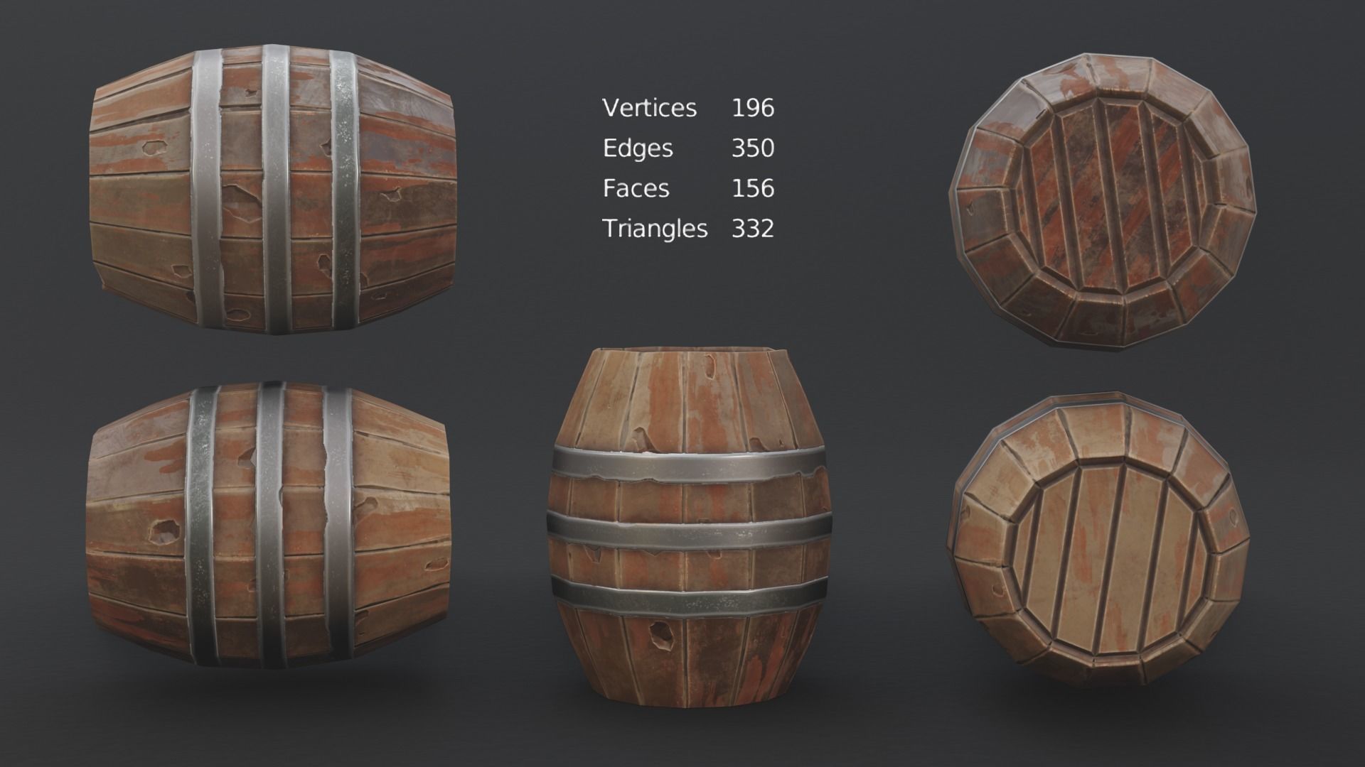 Barrel Pack Low poly High Quality PBR Low-poly 3D model_6