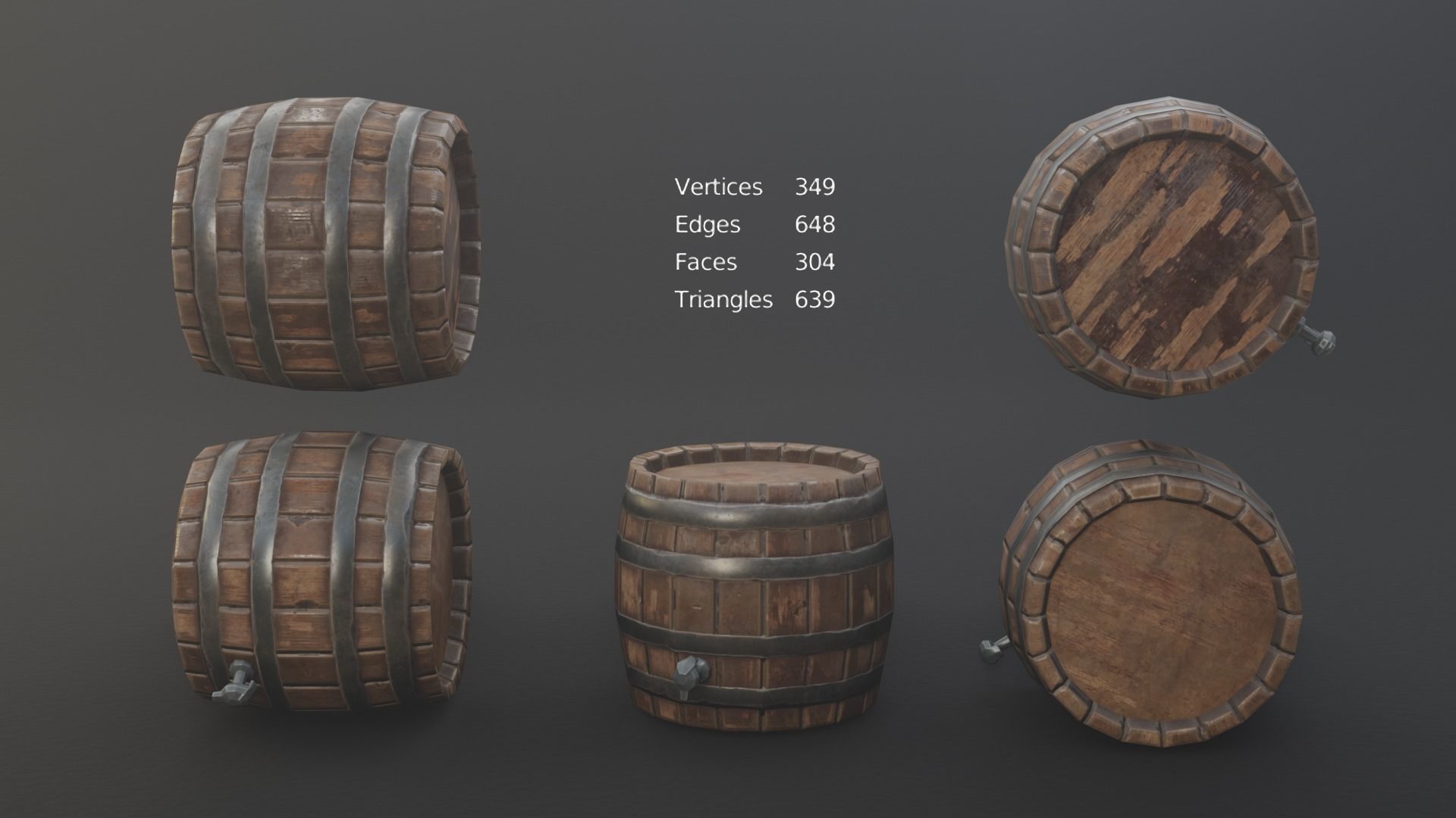 Barrel Pack Low poly High Quality PBR Low-poly 3D model_18