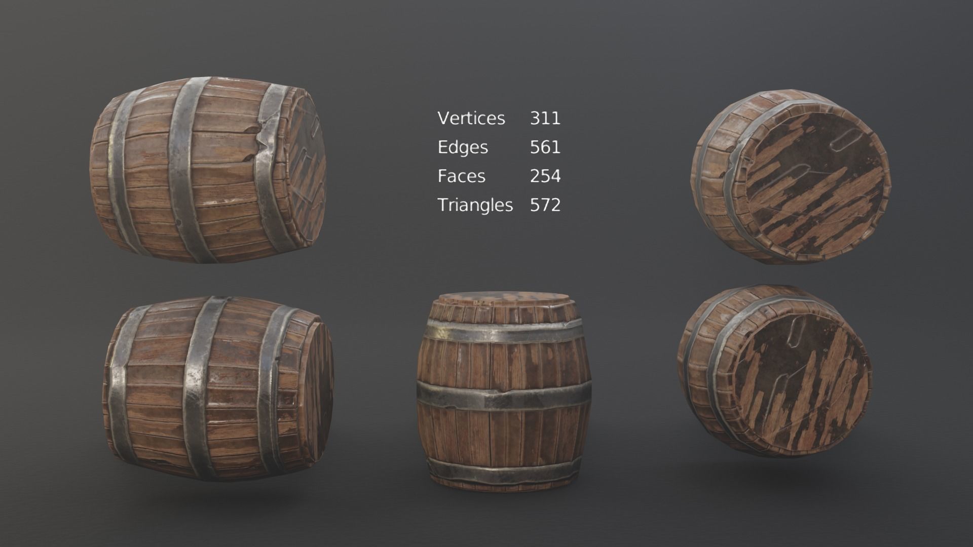 Barrel Pack Low poly High Quality PBR Low-poly 3D model_17