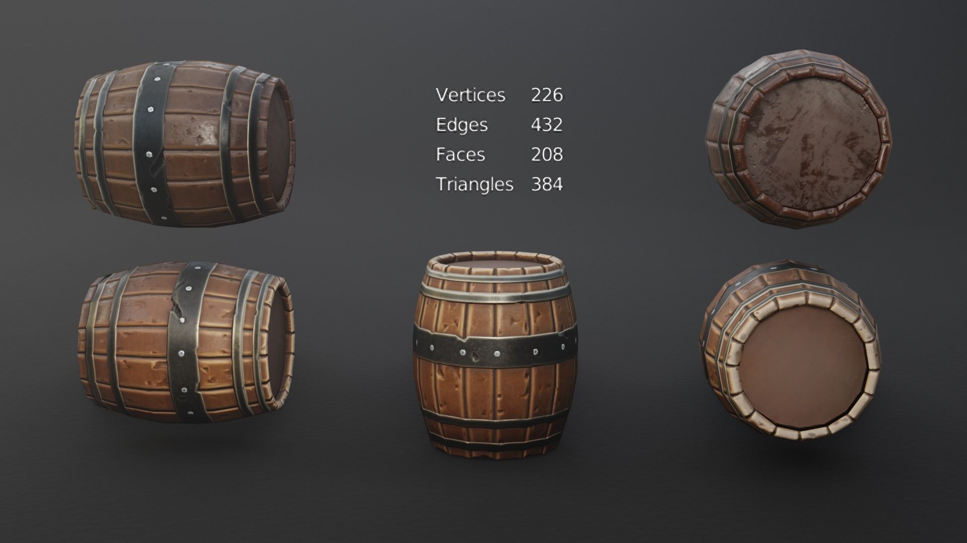 Barrel Pack Low poly High Quality PBR Low-poly 3D model_10