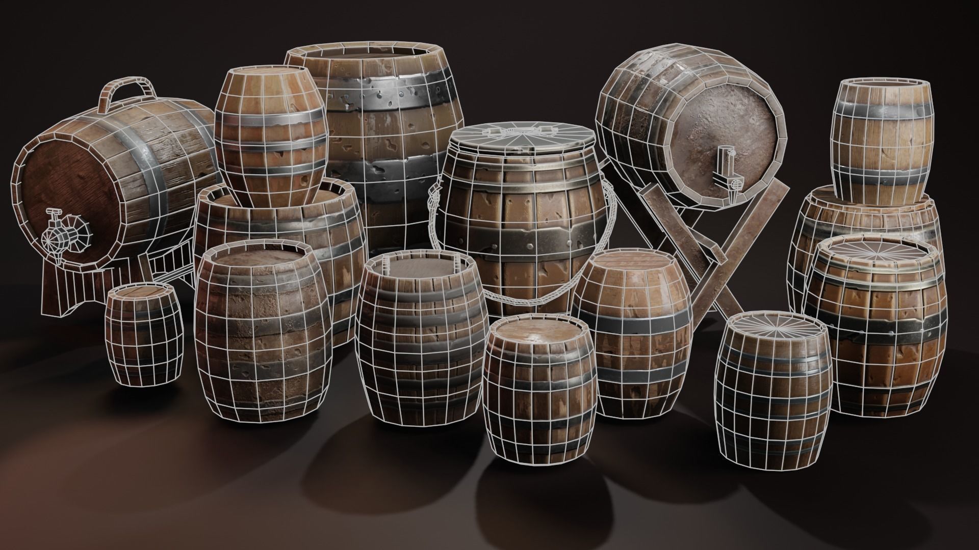 Barrel Pack Low poly High Quality PBR Low-poly 3D model_21