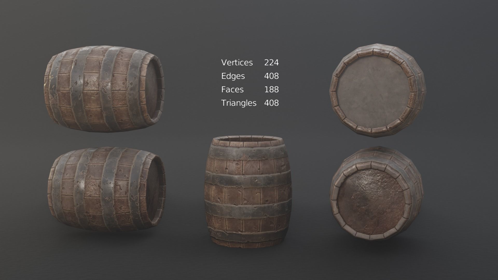Barrel Pack Low poly High Quality PBR Low-poly 3D model_20