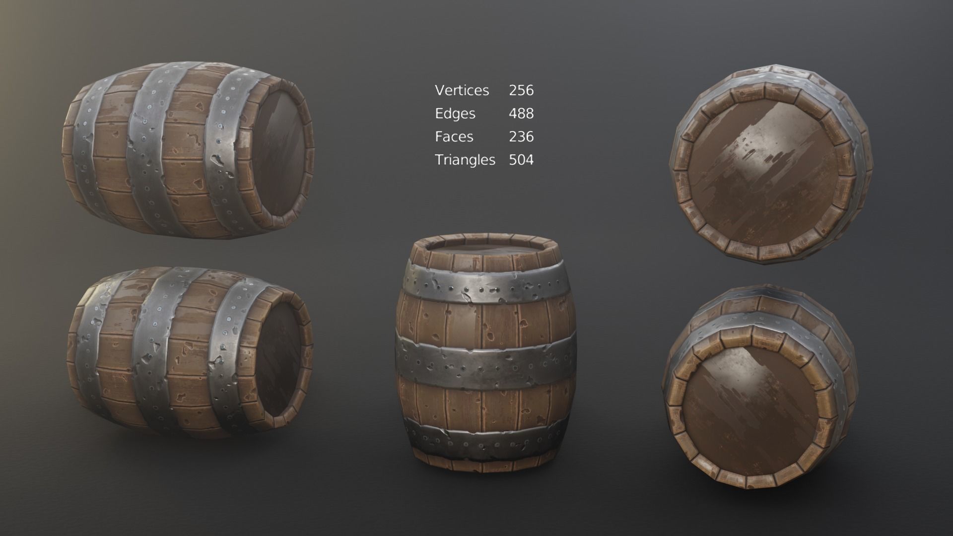 Barrel Pack Low poly High Quality PBR Low-poly 3D model_13