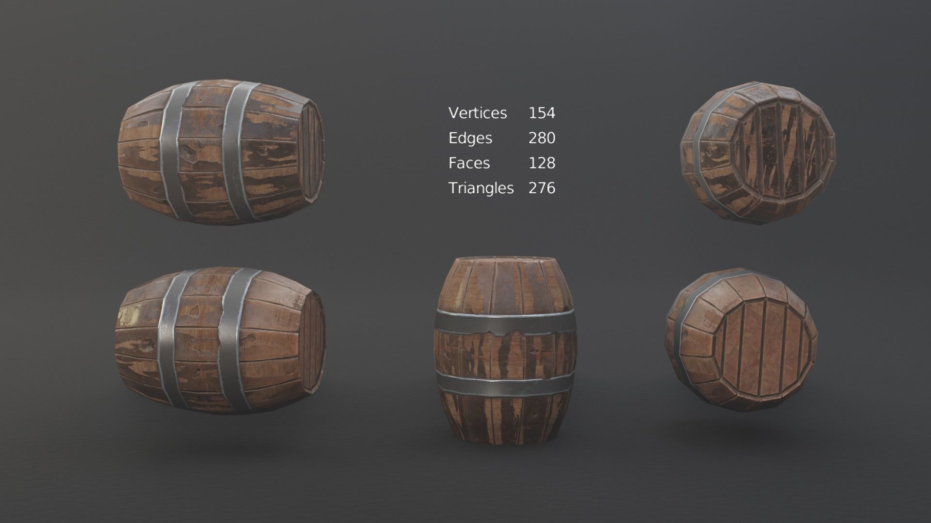 Barrel Pack Low poly High Quality PBR Low-poly 3D model_16