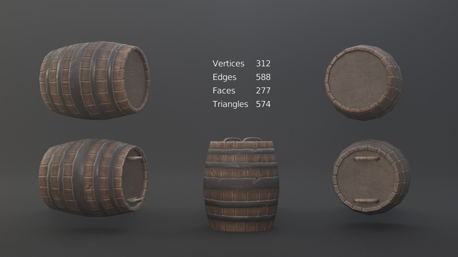 Barrel Pack Low poly High Quality PBR Low-poly 3D model_7