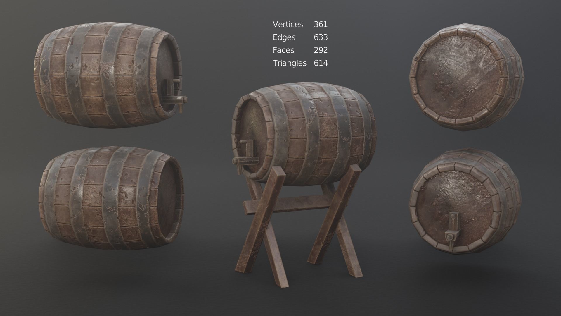 Barrel Pack Low poly High Quality PBR Low-poly 3D model_11