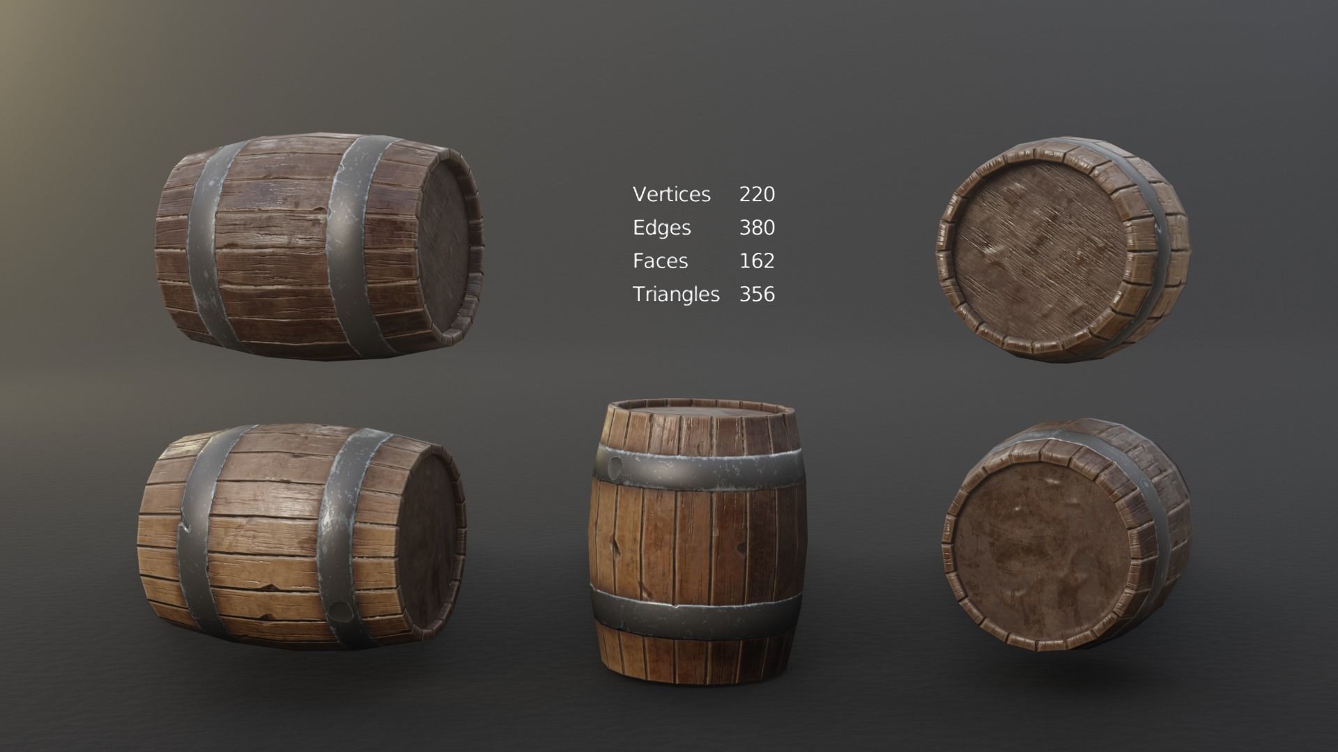 Barrel Pack Low poly High Quality PBR Low-poly 3D model_12
