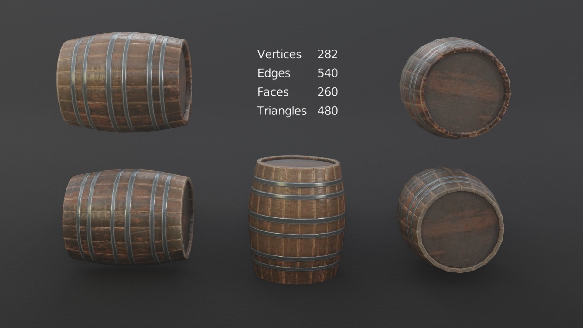 Barrel Pack Low poly High Quality PBR Low-poly 3D model_15