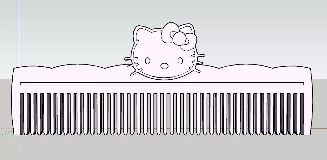 Hello Kitty Hair Comb  - Peine de Hello Kitty -  3D model 3D print model_0