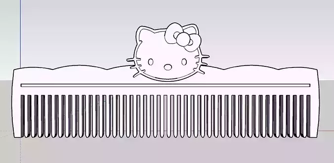 Hello Kitty Hair Comb  - Peine de Hello Kitty -  3D model 3D print model