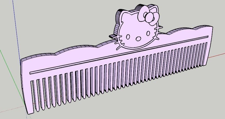 Hello Kitty Hair Comb  - Peine de Hello Kitty -  3D model 3D print model_1