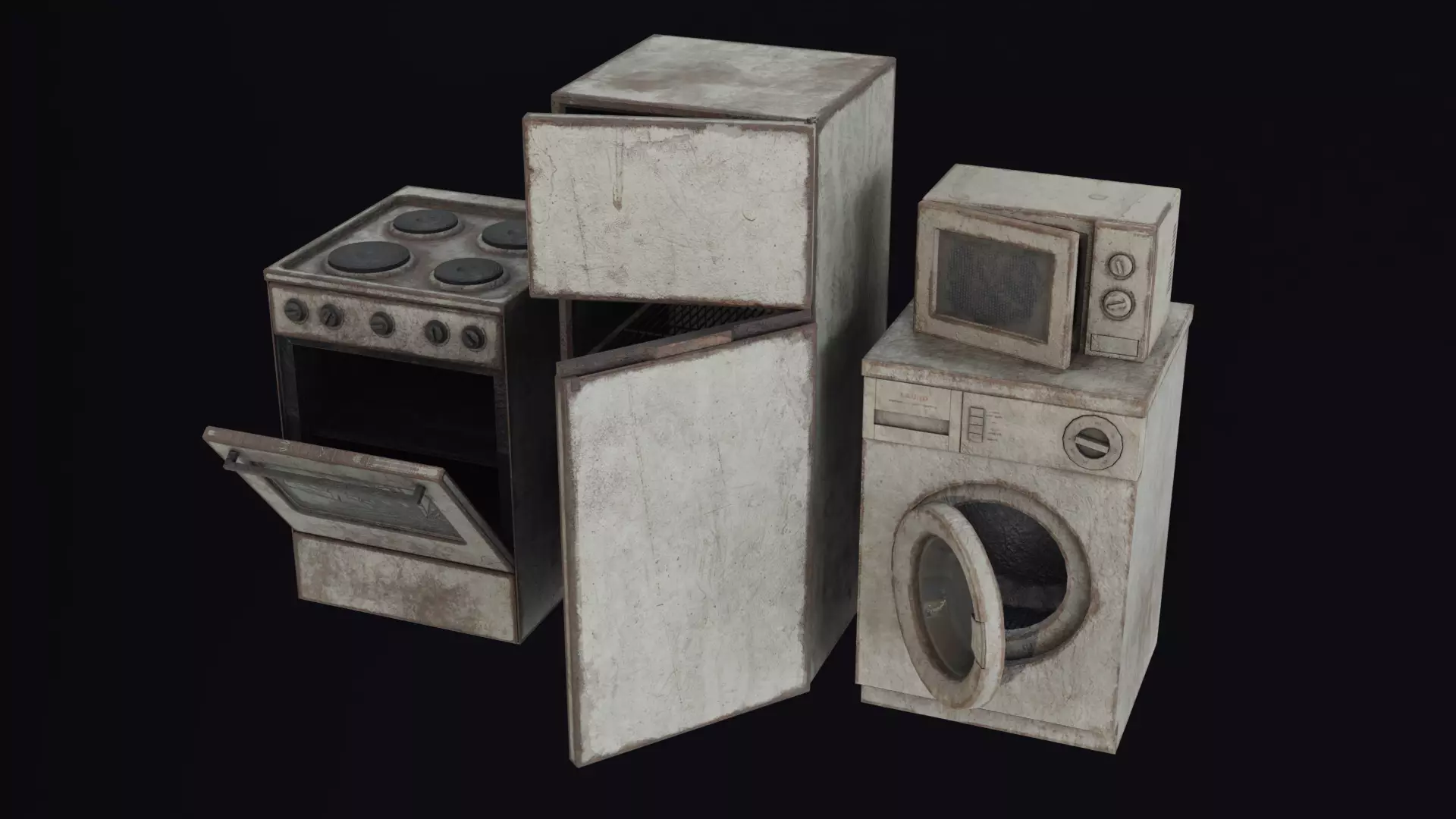 Abandoned Kitchen Appliances Low-poly 3D model