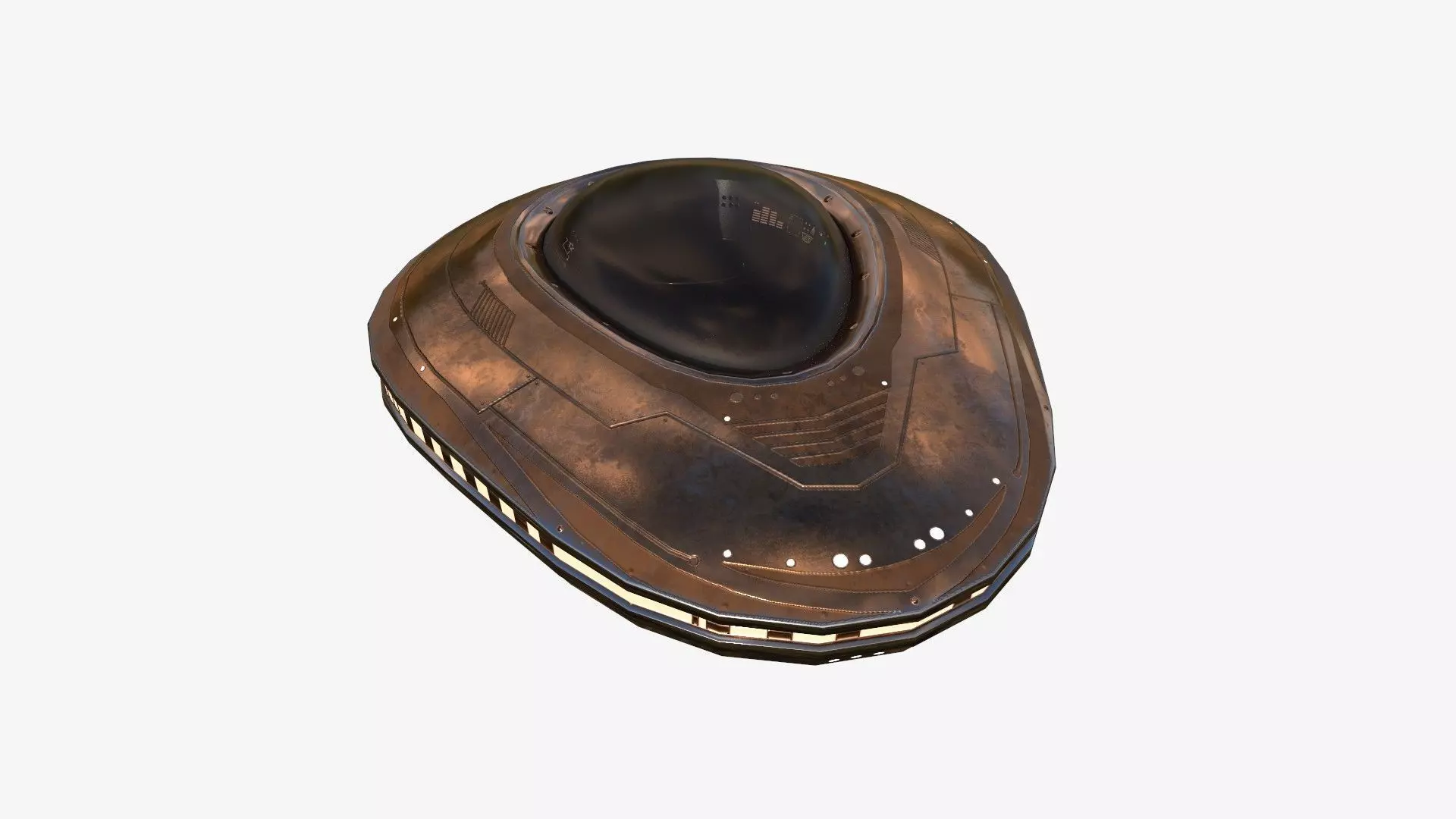 Alien Spaceship UFO C06 Copper - Sci Fi Spacecraft Design Low-poly 3D model