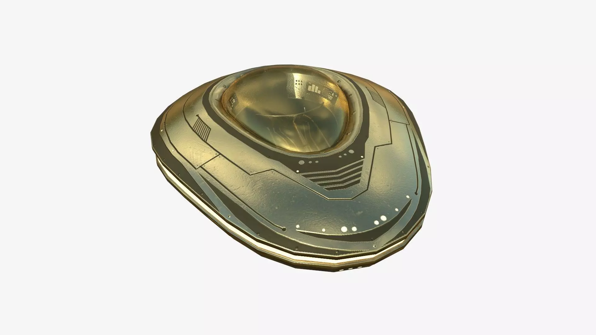 Alien Spaceship UFO C07 Gold - Sci Fi Spacecraft Design Low-poly 3D model