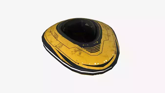 Alien Spaceship UFO C08 Yellow Dirt - Sci Fi Spacecraft Design Low-poly 3D model