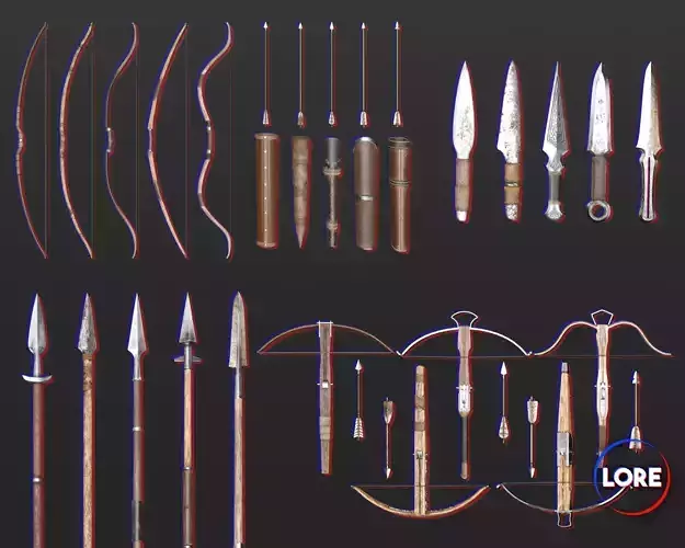 Medieval Ranged Weapons Pack 3D Model Collection