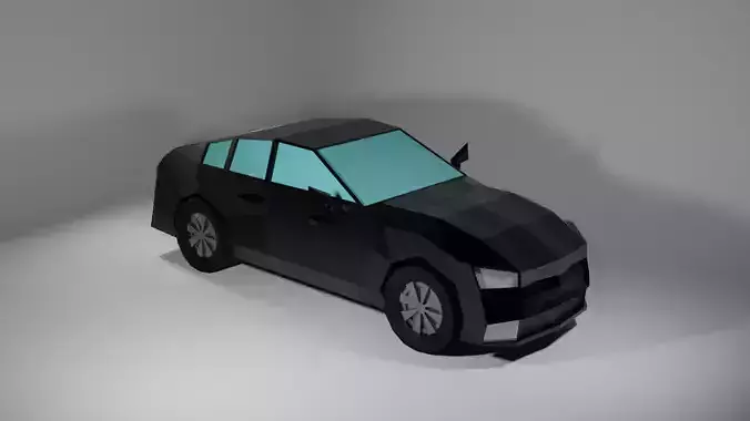 Low-poly standard black car