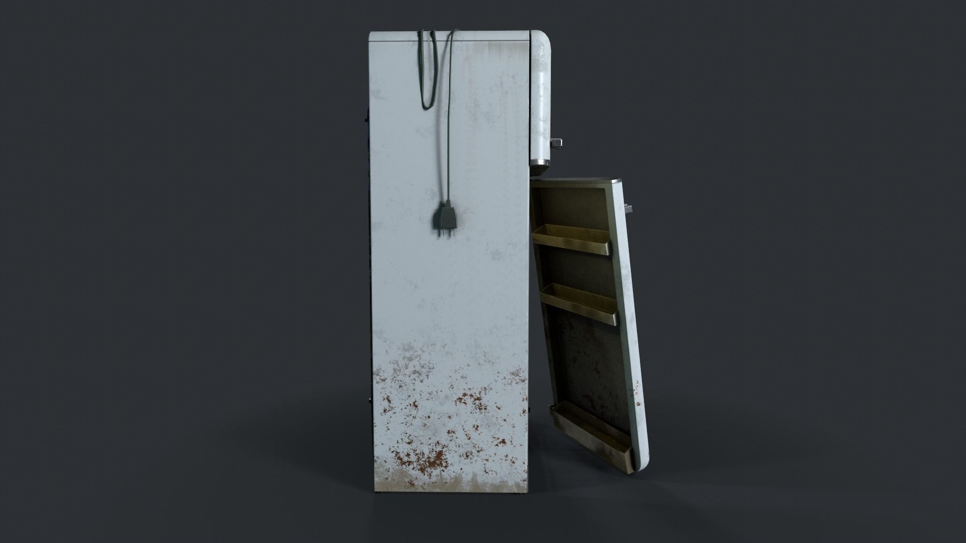 Refrigerator old Low-poly 3D model_2