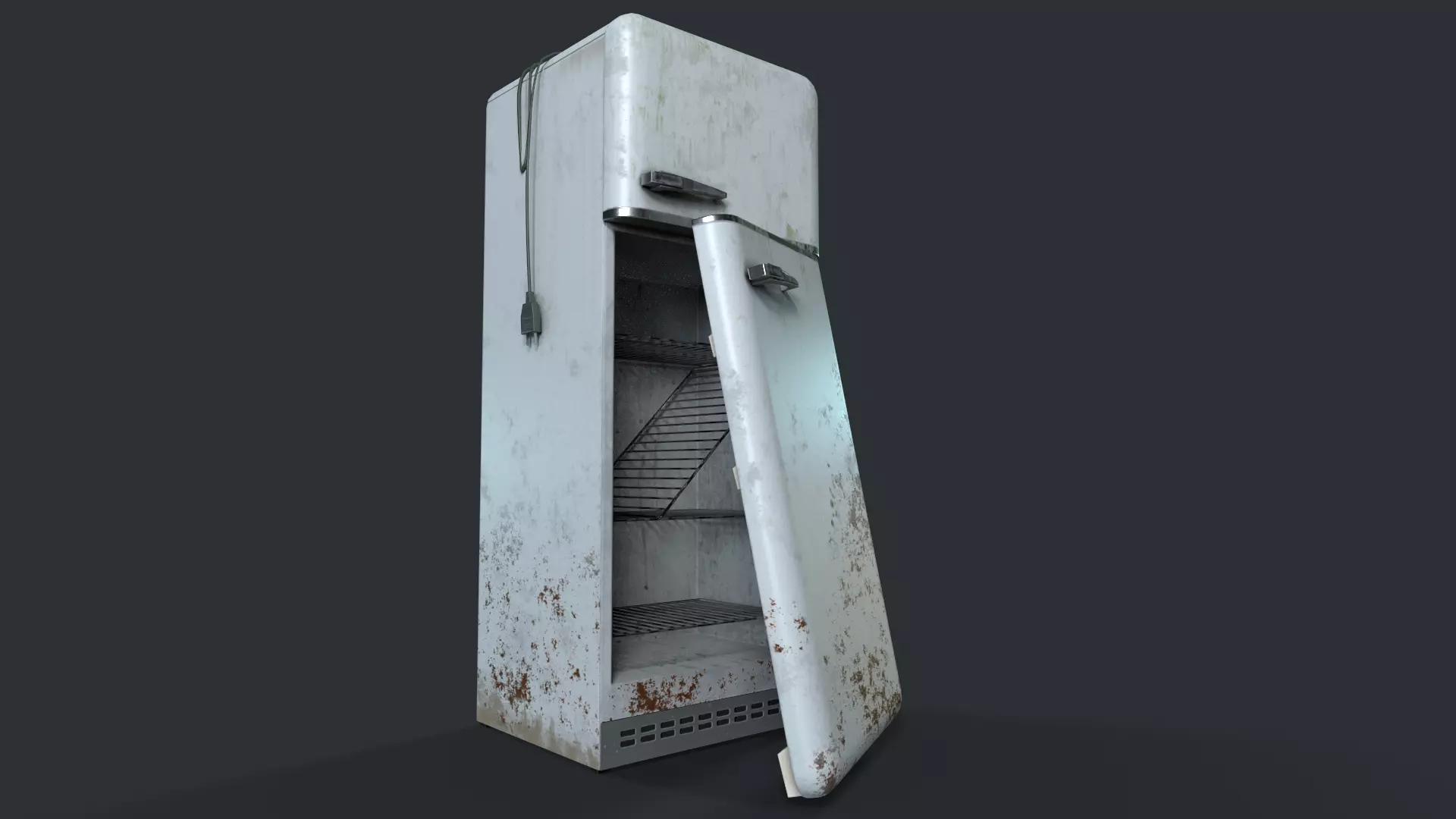 Refrigerator old Low-poly 3D model_0