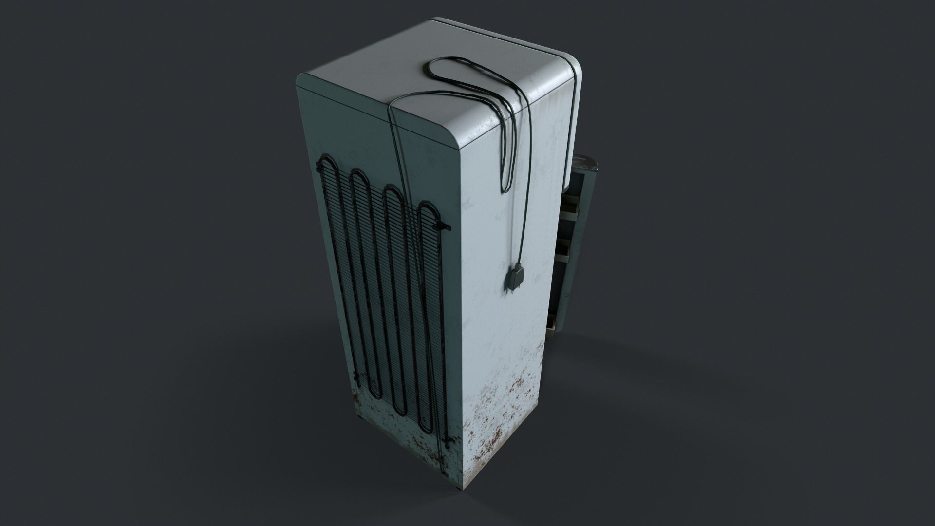 Refrigerator old Low-poly 3D model_5
