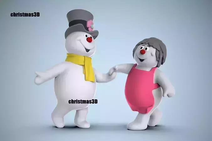 Frosty the Snowman and Crystal Figure Fun Art 3D 3D print model