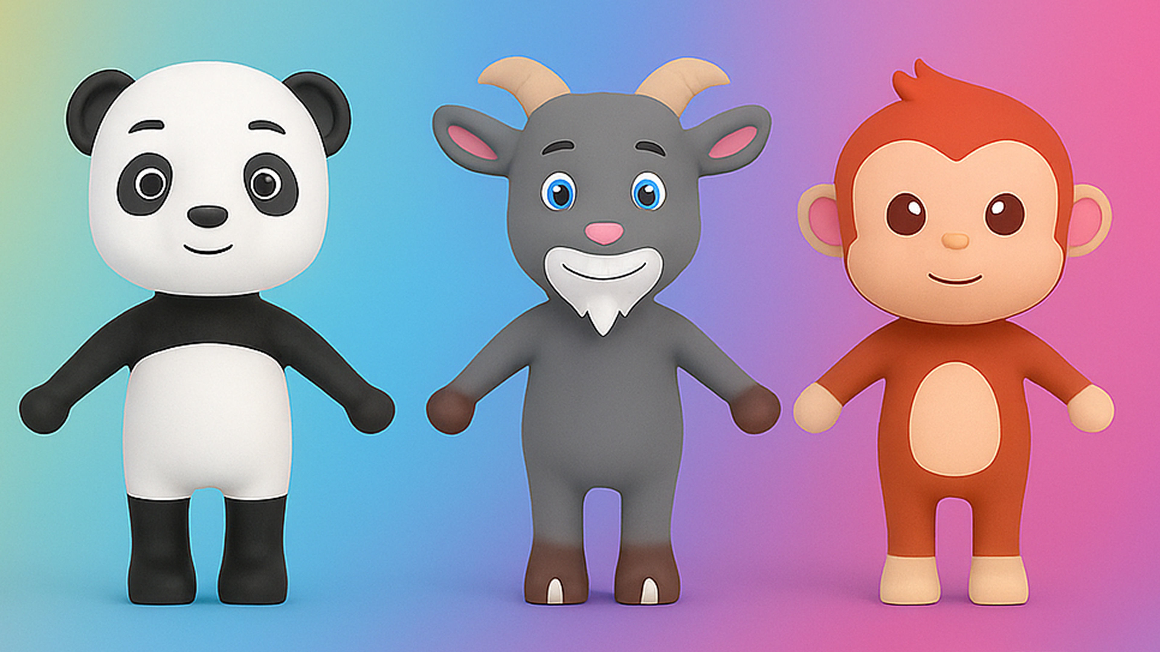 Animal Animated Cartoon Pack 01 3D Model Collection_5