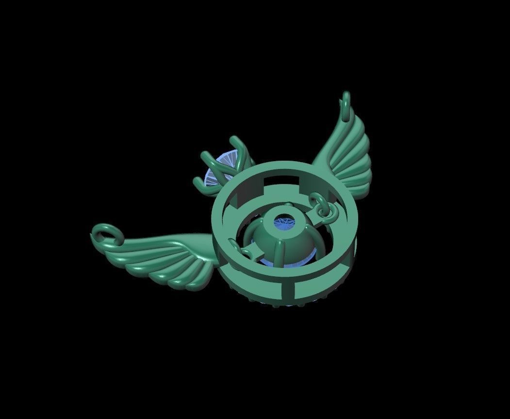 wing pendant with dancing diamond 3D print model_13