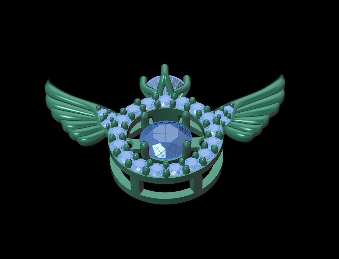 wing pendant with dancing diamond 3D print model_14
