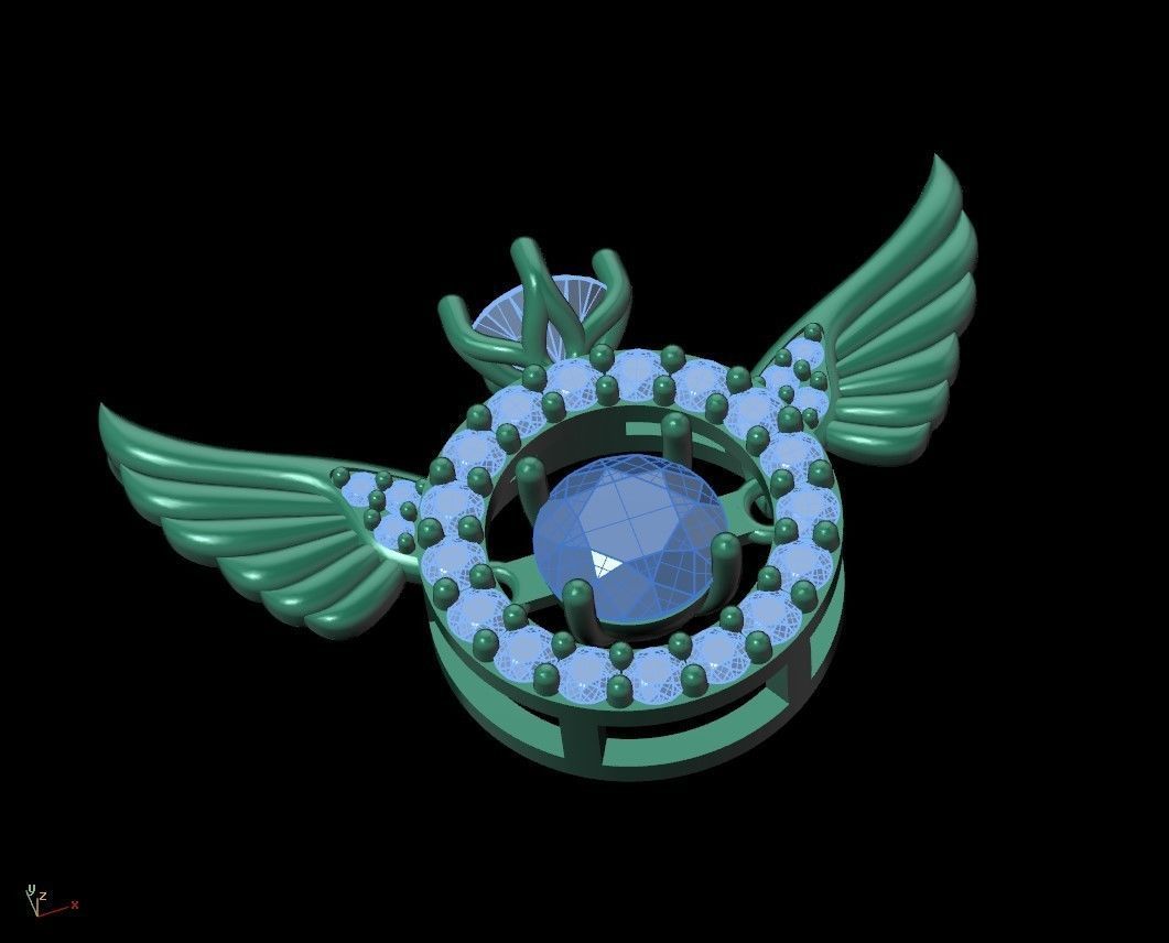 wing pendant with dancing diamond 3D print model_17