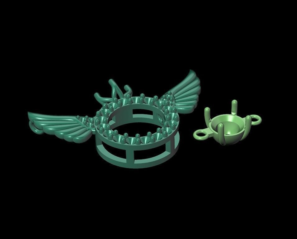 wing pendant with dancing diamond 3D print model_12