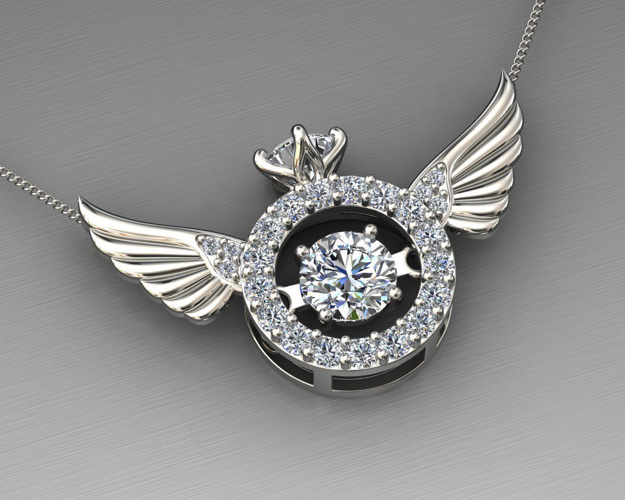 wing pendant with dancing diamond 3D print model_5