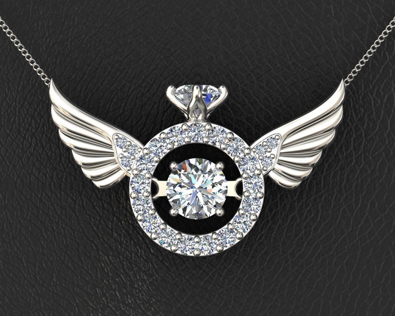 wing pendant with dancing diamond 3D print model_4