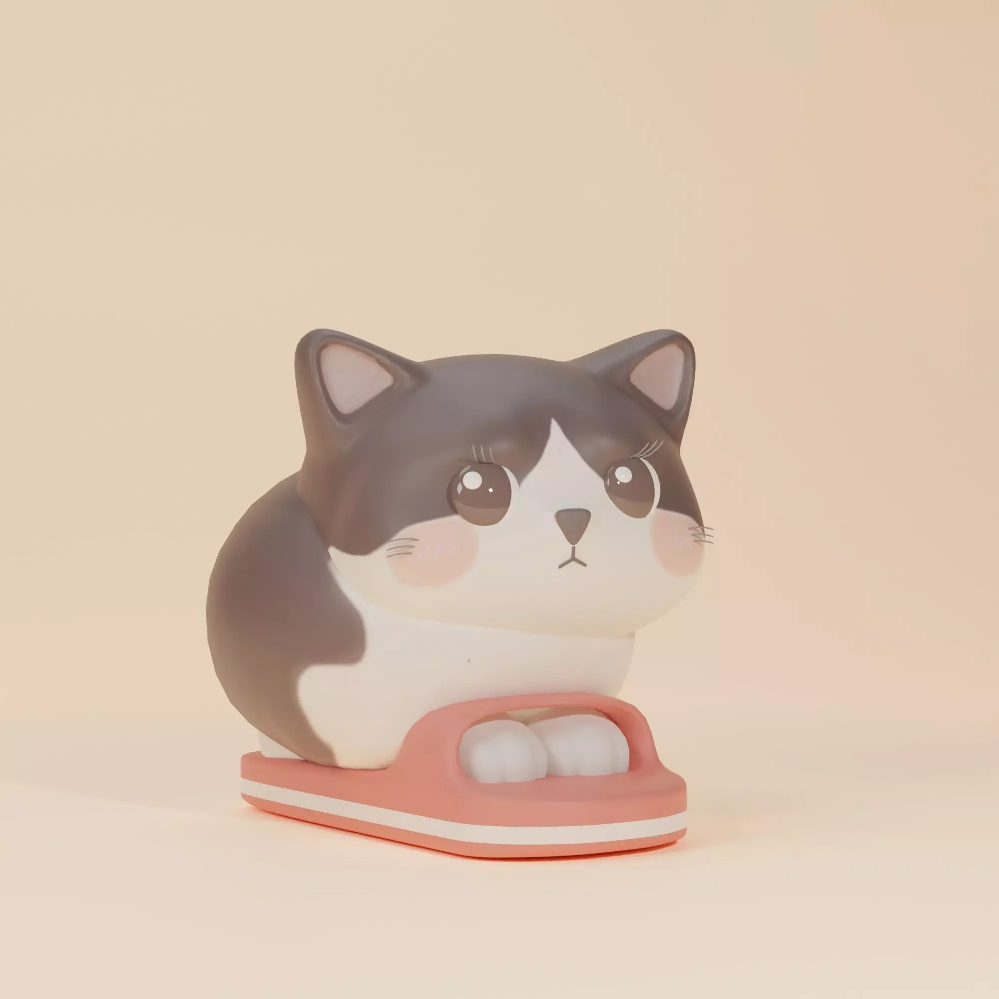Cute Kitten cat on the sandal 3D Print model 3D print model_0