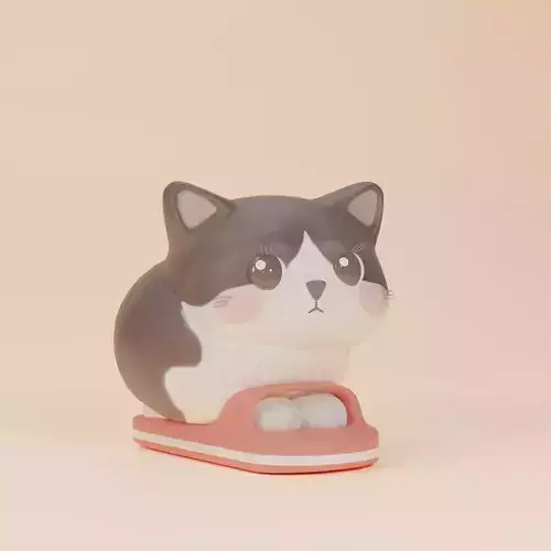 Cute Kitten cat on the sandal 3D Print model