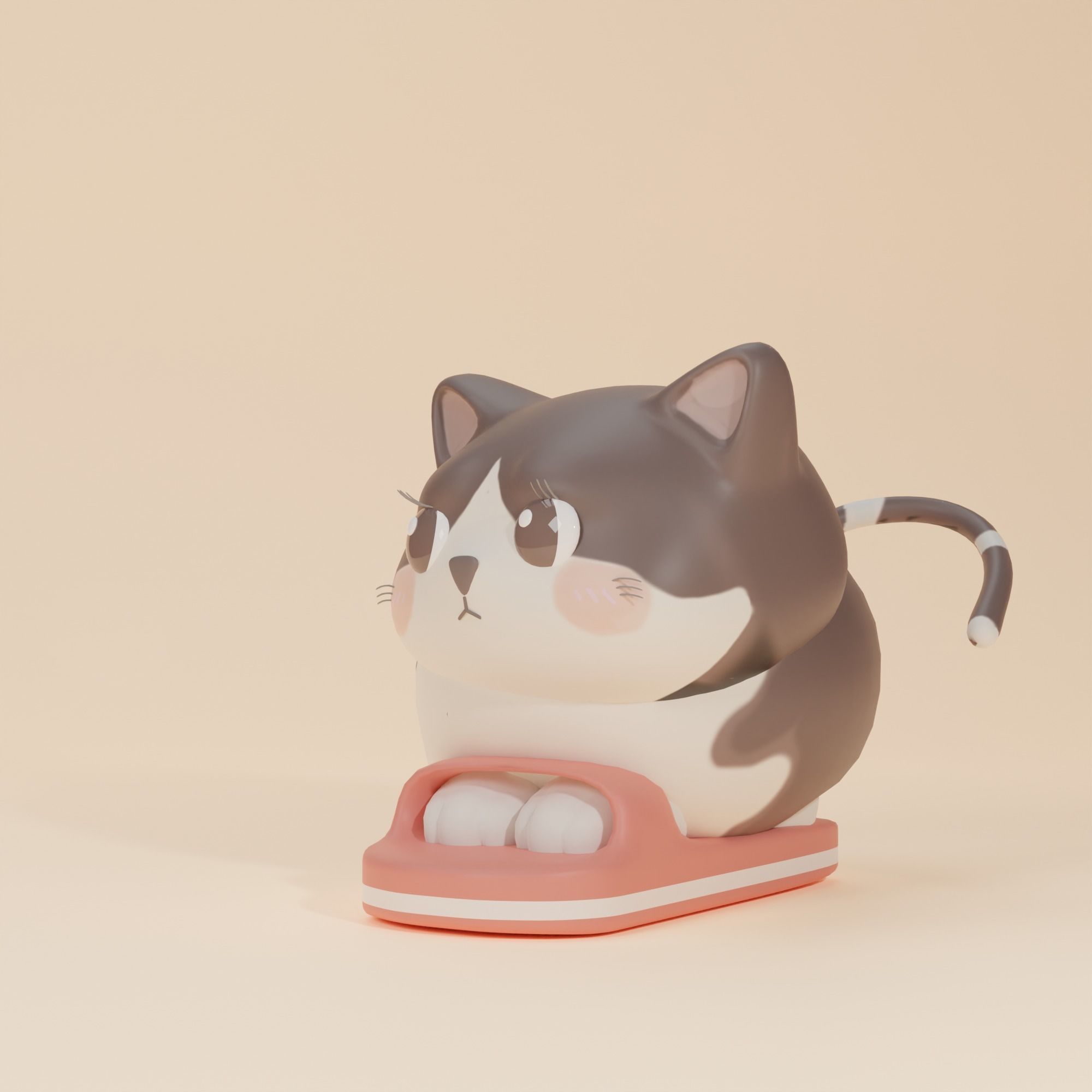Cute Kitten cat on the sandal 3D Print model 3D print model_4
