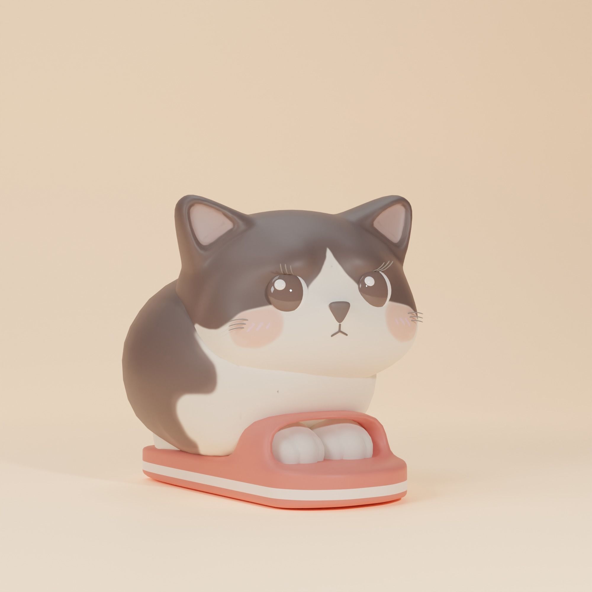 Cute Kitten cat on the sandal 3D Print model 3D print model_2