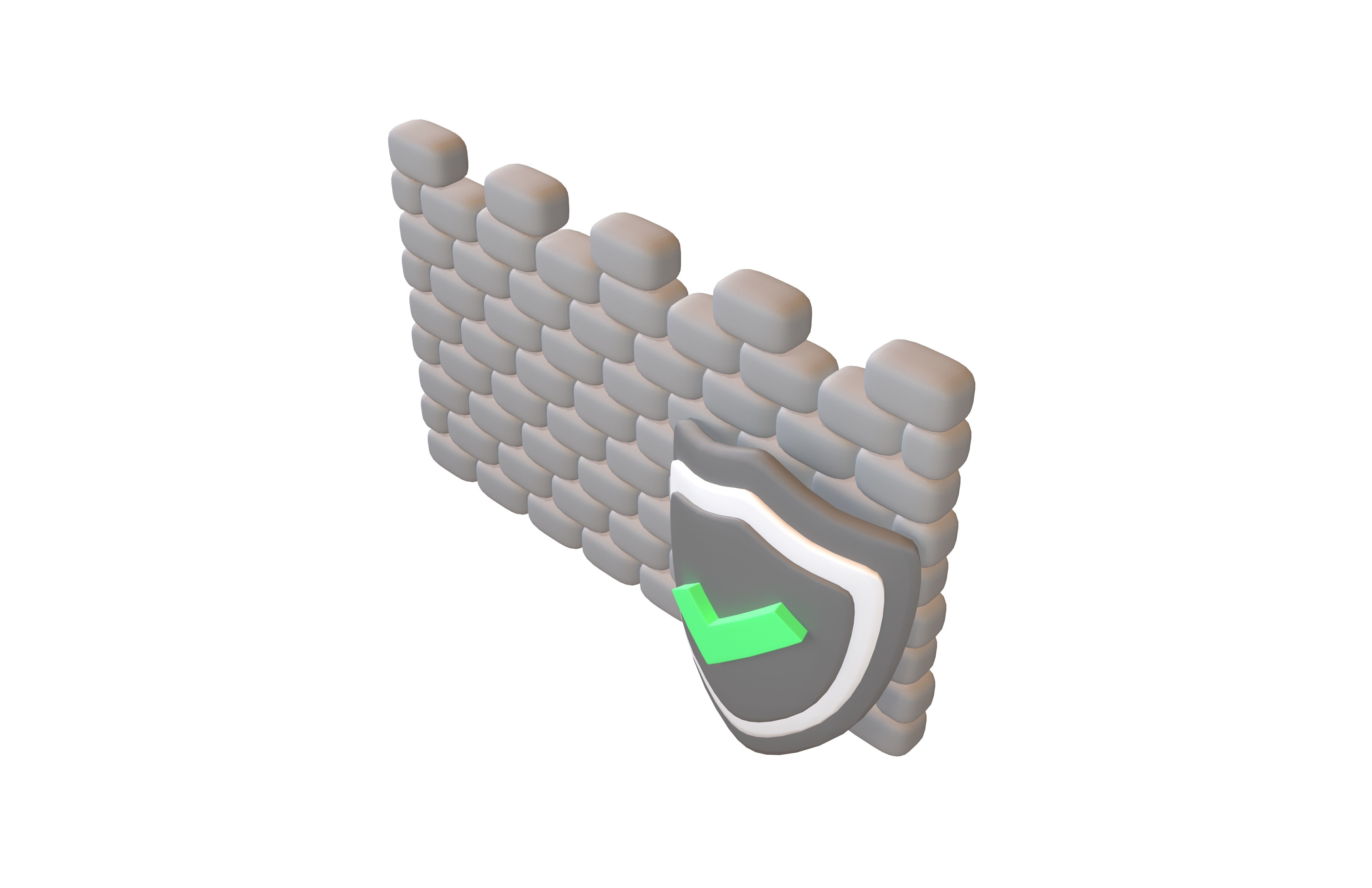 Network Firewall Icon v1 002 Low-poly 3D model_2