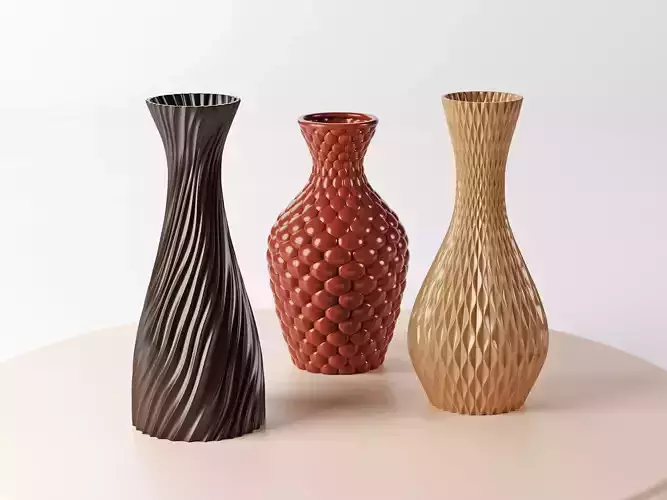 3D-prints abstract vessels - Set 3 models for home decoration 3D print model
