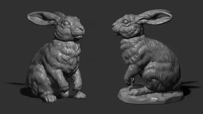  Rabbit sitting  3D print model