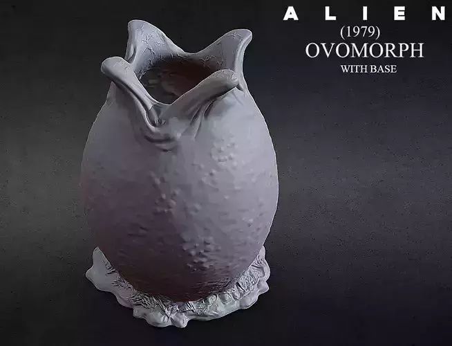 3D PRINTABLE OPEN ALIEN EGG OVOMORPH WITH BASE 3D print model