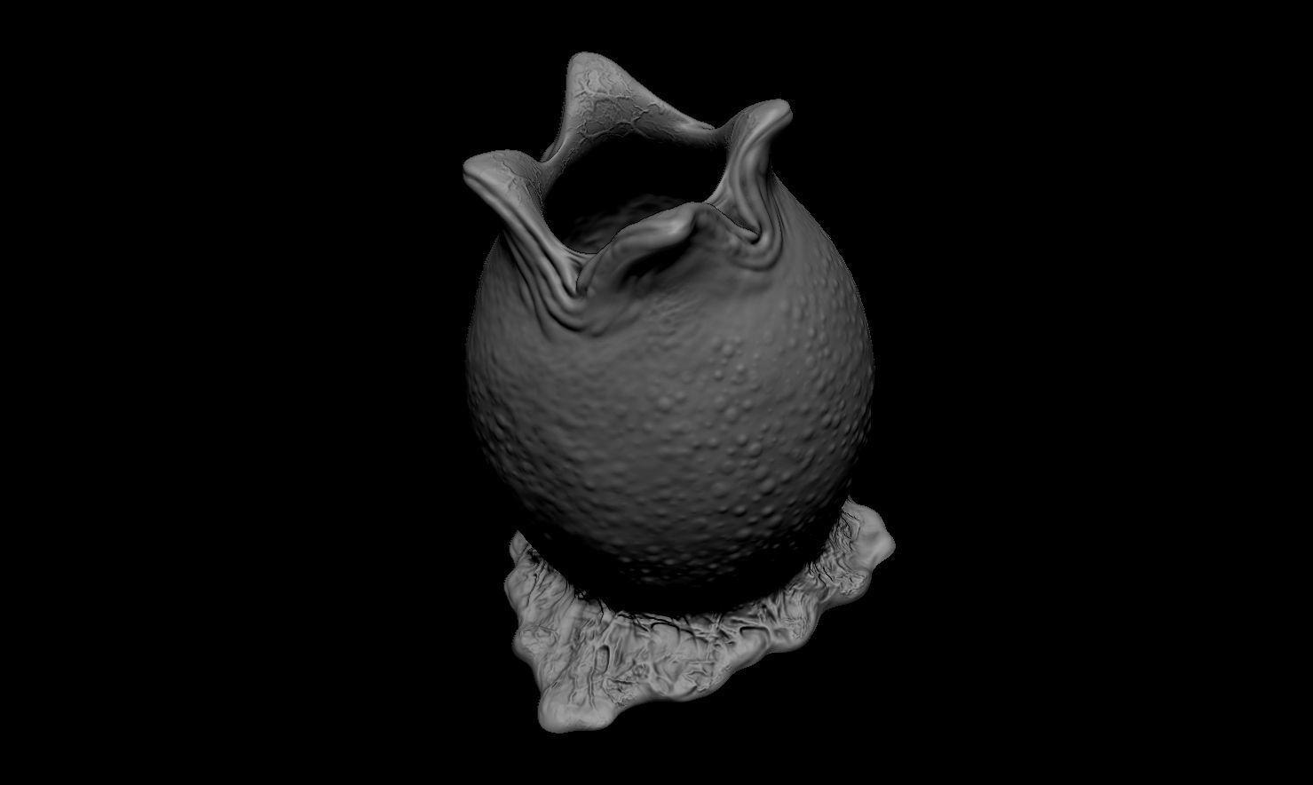 3D PRINTABLE OPEN ALIEN EGG OVOMORPH WITH BASE 3D print model_3