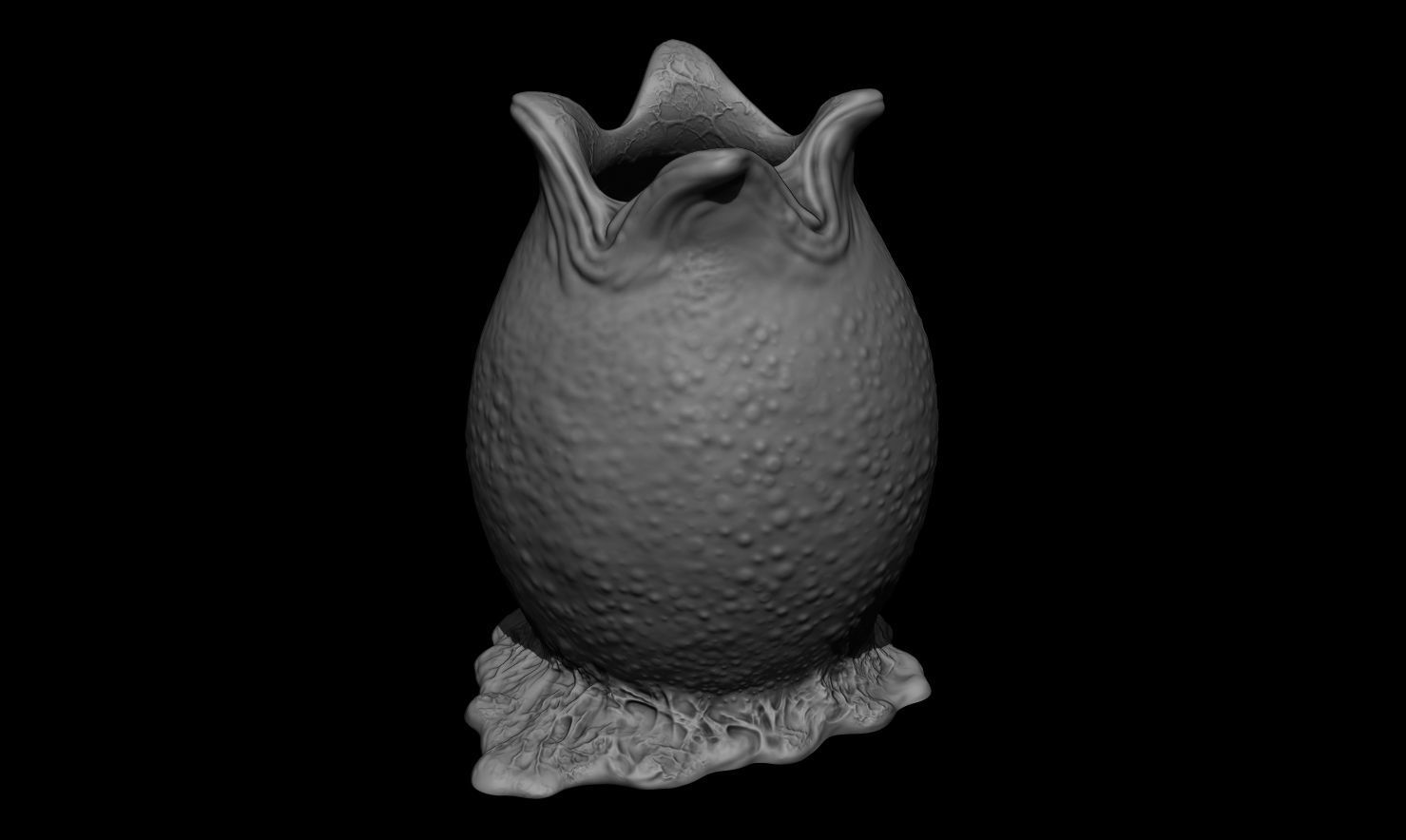 3D PRINTABLE OPEN ALIEN EGG OVOMORPH WITH BASE 3D print model_2