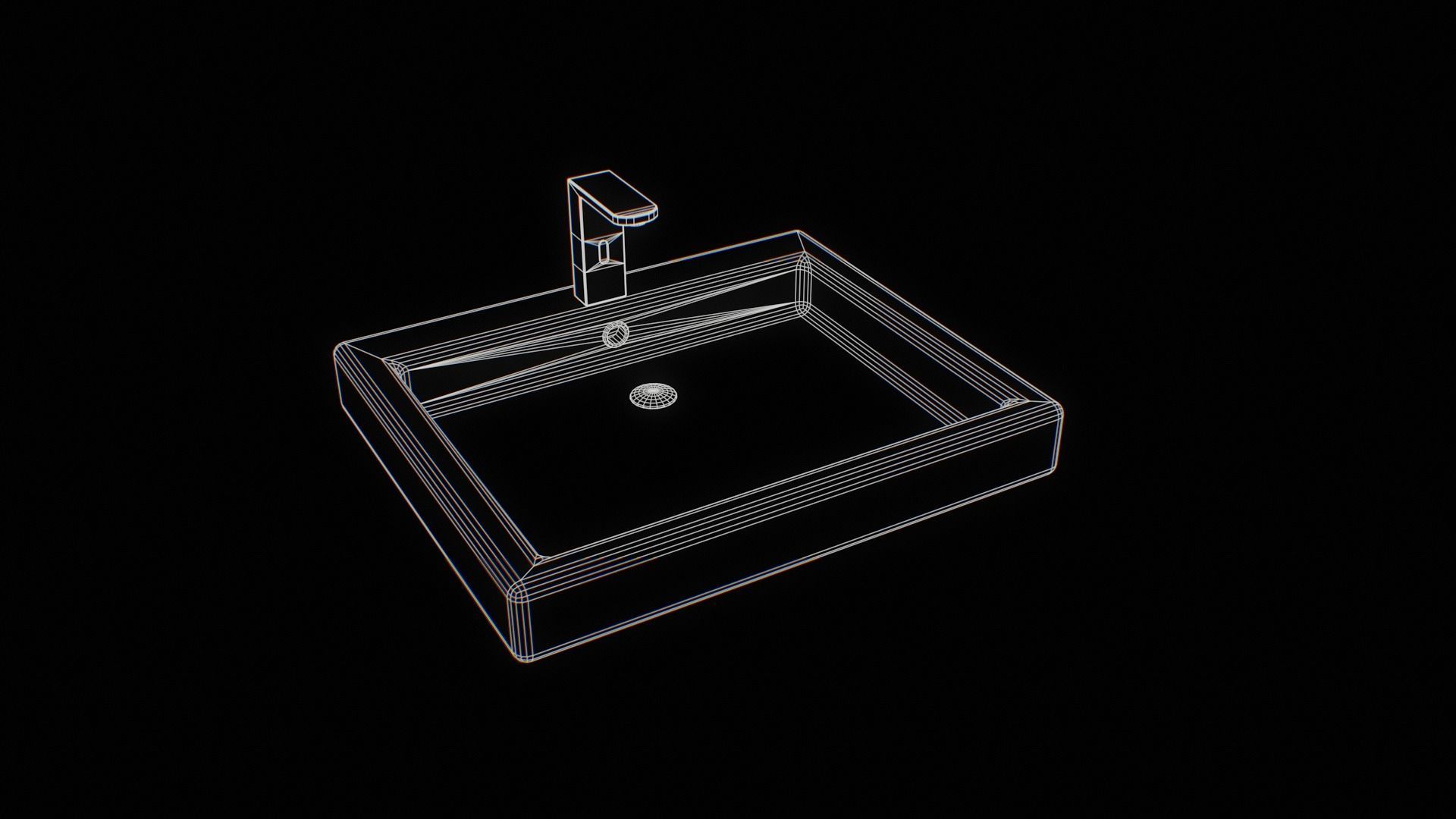 washbasin bathroom sink Low-poly 3D model_4