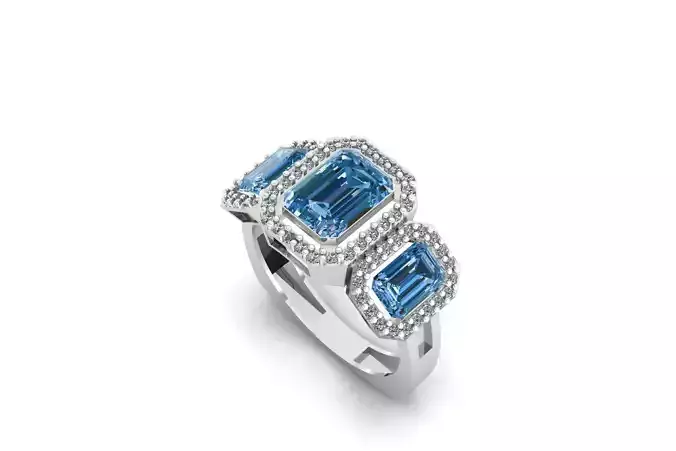 Amethyst Diamond Three stone Ring R 189