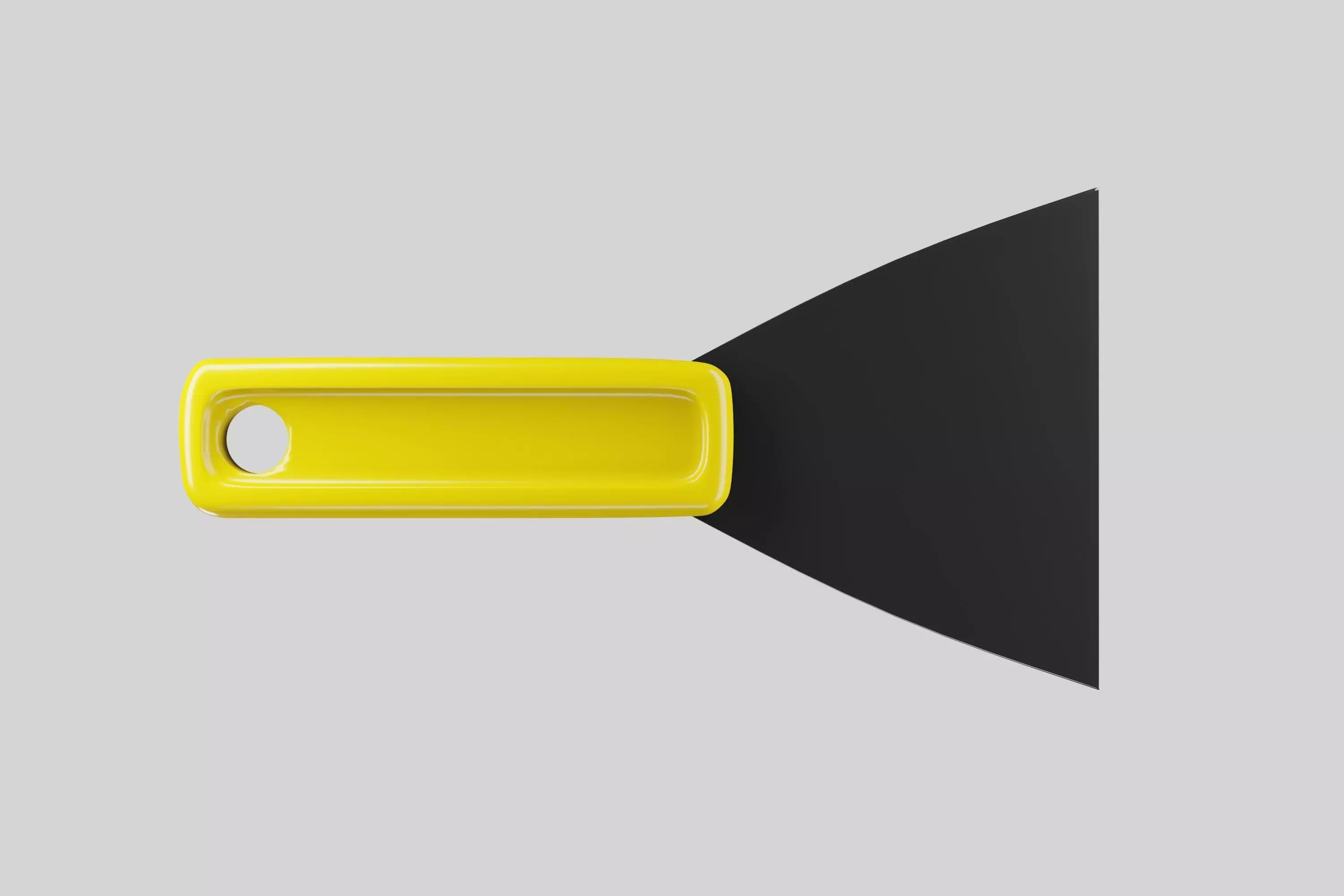 Metal spatula with yellow plastic handle 3D model_0