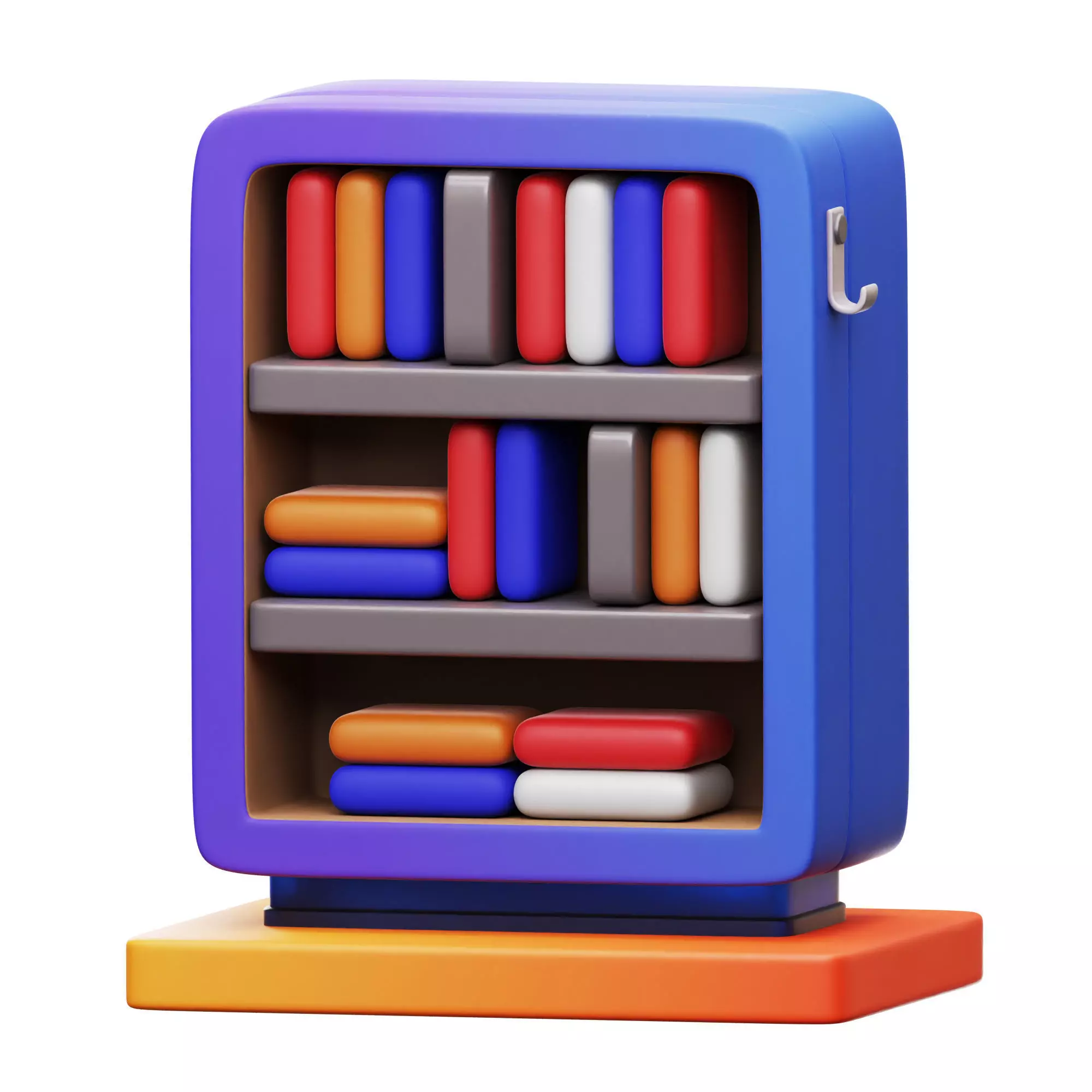 Bookcase 3D Icon Low-poly 3D model_0